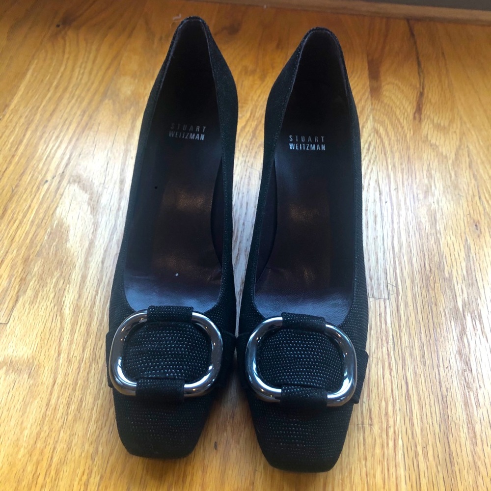 Stuart Weitzman Black Embossed Pump